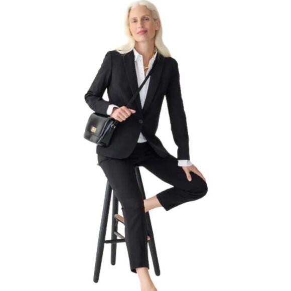 NWT JCrew Parke Blazer Jacket Womens 0 Black Italian Stretch Wool J5383 Coat NEW - Picture 2 of 13